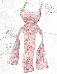 تصویر لباس خواب فانتزی بلند ۰۳۶ سایز L و XL رنگ سفید 