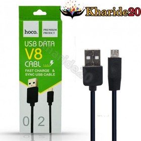 تصویر کابل شارژ اندروید طول 1 متر هوکو (hoco) مدل V8-02 hoco v8 02 usb to micro usb charging 1m