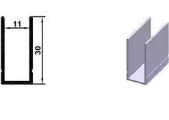 تصویر پاسار شیشه یو U خط دار آلومینیومی سایز 11×30 