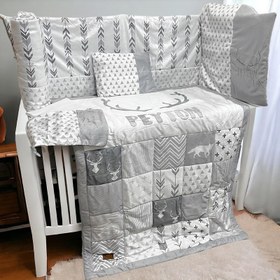 تصویر سرویس خواب ۷ تکه لیزا طرح گوزن طوسی 