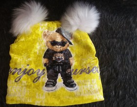 تصویر کلاه بچه گانه تدی تایگر پسرانه رنگ زرد boys teddy hat yellow 2