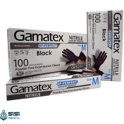تصویر دستکش نیتریل مشکی گاماتکس ۱۰۰ عددی سایز مدیوم 