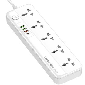 تصویر چند راهی و شارژر الدینیو LDNIO SC5415 Power Strip With 4 USB Port 20W 