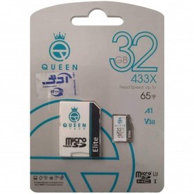 تصویر کارت حافظه QUEEN TECH 32G کلاس 10 سرعت 65MB/S همراه با آداپتور 