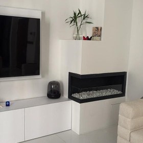 تصویر شومینه گازی کنج دو طرف نما 