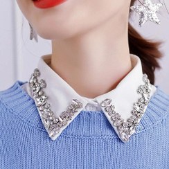 تصویر یقه حجاب سنگ دوزی شده کد Bk fake collar