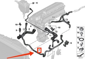 تصویر شیلنگ آب منبع انبساط بی ام و E60 , M54 , 530i ,520i,525i 
