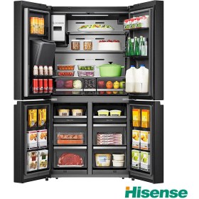 تصویر یخچال ساید بای ساید هایسنس آیپد دار 32 فوت RQ759N4Ibu1 Hisense RQ759N4Ibu1 32 feet Android side by side refrigerator freezer with iPad door and 2023