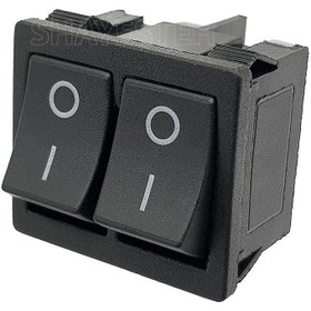 تصویر کلید راکر کوچک دو قلو چهار پین دو حالت مشکی 