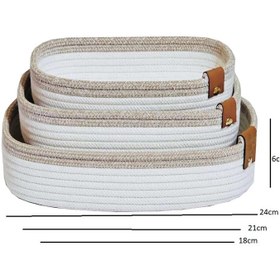 تصویر سبد آشپزخانه قیطان دوزی شده مدل M94 مجموعه ۳ عددی 