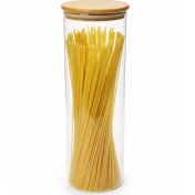 تصویر بانکه حبوبات پیرکس درب بامبو قطر ۱۰ ارتفاع ۳۰ سانتی متر 