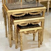 تصویر میز عسلی چوبی منبت طلایی 