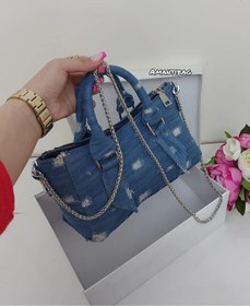 تصویر کیف دستی زنانه جین زارا ZARAمدل VINTAG همراه بند بلند زنجیری ZARA BAG