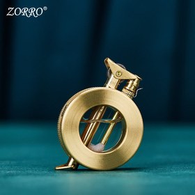 تصویر فندک بنزینی گرد Zorro (مخزن شیشه ای) 
