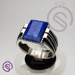 تصویر انگشتر نقره لاجورد مردانه مدل هرمس کد 62200 Hermes lapis lazuli ring