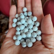 تصویر مهره سنگ هولیت هائولیت سوراخ دار سایز8 سنگ اصل درجه یک طبیعی گوی هائولیت 