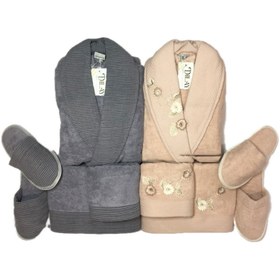 تصویر سرویس حوله عروس و داماد 10تکه گلدوزی سه بعدی برند DILAY 