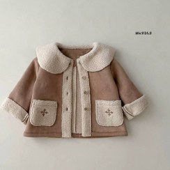 تصویر پالتو بچگانه خزدار مدل زمستانی کرمی-قهوه‌ای - سایز 