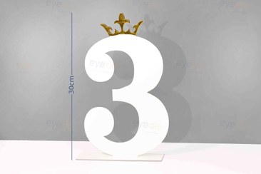 تصویر استند تولد عدد 3 (سه) طرح تاج 