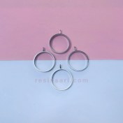 تصویر فریم گردنبند دایره ای استیل نقره ای 