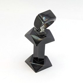 تصویر انگشتر استیل نگین مشکی 