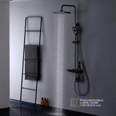 تصویر دوش حمام مدل پیانویی سنگین وزن_ برند Hyshin اصلی 304 - مشکی مات 304 piano model bathroom shower