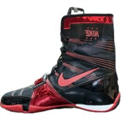 تصویر کفش بوکس ساق بلند نایک اورجینال مشکی قرمز 