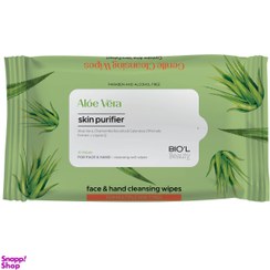 تصویر دستمال مرطوب بیول (Biol) مدل Aloe Vera بسته 10 عددی 