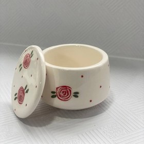 تصویر قندان مدل گل سرخ جنس سرامیک 