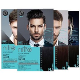 تصویر کیت رنگ مو مردانه نیترو پلاس رنگ شماره n.3 قهوه ای Nitro Plus Hair Color for men black Kit 50ml NO n.3