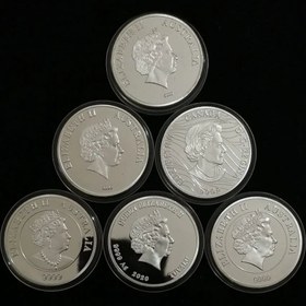 تصویر مجموعه 6 سکه یادبود ملکه الیزابت 