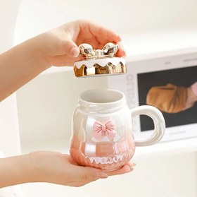 تصویر ماگ سر دار پاپیونی - بنفش mug