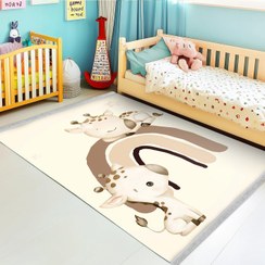 تصویر فرش اتاق کودک طرح رنگین کمان و زرافه WA-5823 