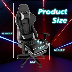 تصویر Gaming Chair Office Chair with Footrest Racing Ergonomic Chair Leather Reclining Video Game Chair Adjustable Armrest High Back Gamer Chair with Headrest and Lumbar Support (Black) - ارسال 15 الی 20 روز کاری 