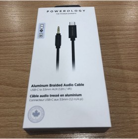 تصویر کابل USB-C به AUX پاورولوجی مدل Powerology Aluminum Braided Audio Cable Powerology Aluminum Braided Audio Cable P12CAUGY