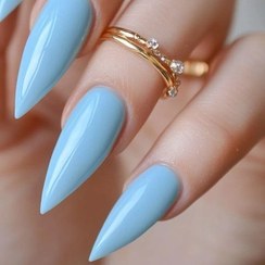 تصویر پک ۲۴ عددی ناخن مصنوعی به همراه چسب - آبی 