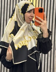 تصویر روسری ابریشم توییل طرح زنجیری دو رنگ 