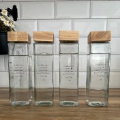 تصویر بطری شیشه‌ای درب چوبی مربع گلدن استار 