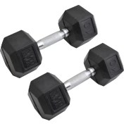 تصویر دمبل شش ضلعی 10 کیلوگرمی بسته دو عددی 10 kg hexagonal dumbbell, pack of two