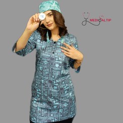 تصویر روپوش پزشکی طرح دندان کلینیک زنانه 