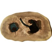 تصویر میز جلو مبلی چوب گردو و رزین سبز 