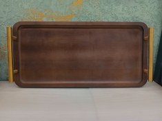 تصویر سینی‌چوبگردو طرح یونیک مربع مستظیل دسته گلد - بزرگ Unique design square walnut tray with gold handle