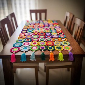 تصویر رومیزی بافتنی گلهای بهاری 