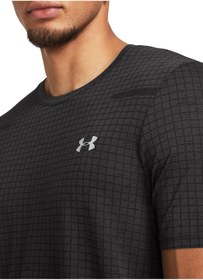 تصویر Under Armour تی شرت یقه دوچرخه مردان خاکستری 1376921 025 شبکه بدون درز SS 