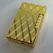 تصویر فندک سنگ بغل دیپونت سه‌ بعدی و رنگ ثابت - طلایی سه بعدی 