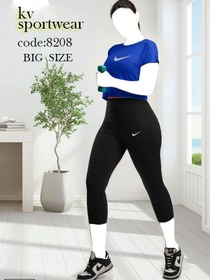 تصویر ست کراپ شلوارک سایز بزرگ ورزشی زنانه NIKE کد 002 NIKE womens big size sports crop and shorts set code 002