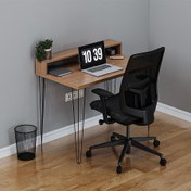 تصویر میز تحریر دکو سرو، مدل وندا - طول ۱۰۰، عرض ۶۰، ارتفاع ۷۶ / ام دی اف با روکش ملامینه ضدخش و پایه فلزی مشکی / بدون شلف با صفحه دو رنگ 