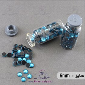 تصویر نگین DMC حرارتی هشت ضلعی آبی زنگالی 6 میل 