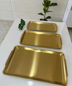 تصویر سینی استیل طلایی - ۲۵ Golden steel tray