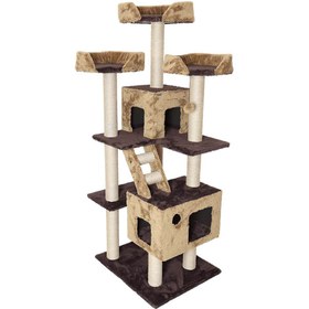 تصویر اسکرچر، لانه، جای خواب و درخت گربه کدیپک مدل گردو Kedipek Cat Tree Walnut Model